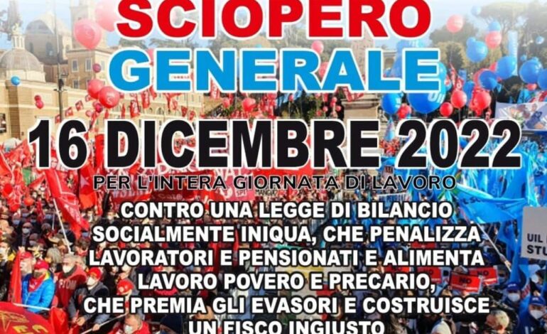 6 dicembre sciopero generale in Toscana per l’intera giornata (o turno di lavoro): nella mattinata presidio a Siena di lavoratori e pensionati.