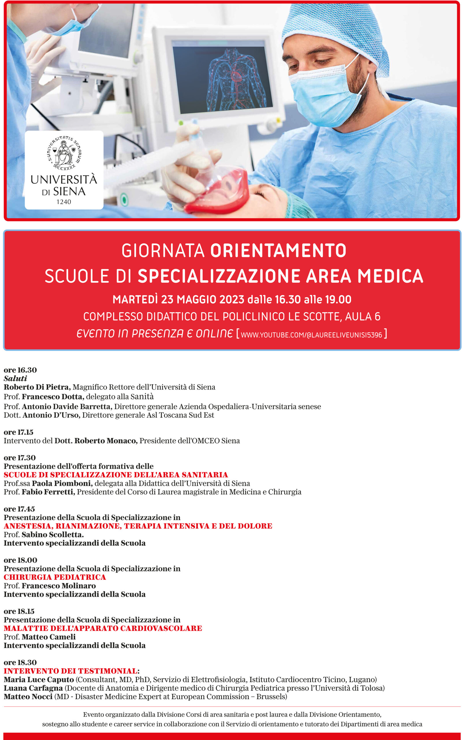 Giornata di orientamento alle Scuole di specializzazione di area medica dell’Università di Siena