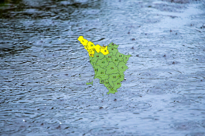 Piogge sul nord-ovest della Toscana, allerta codice giallo