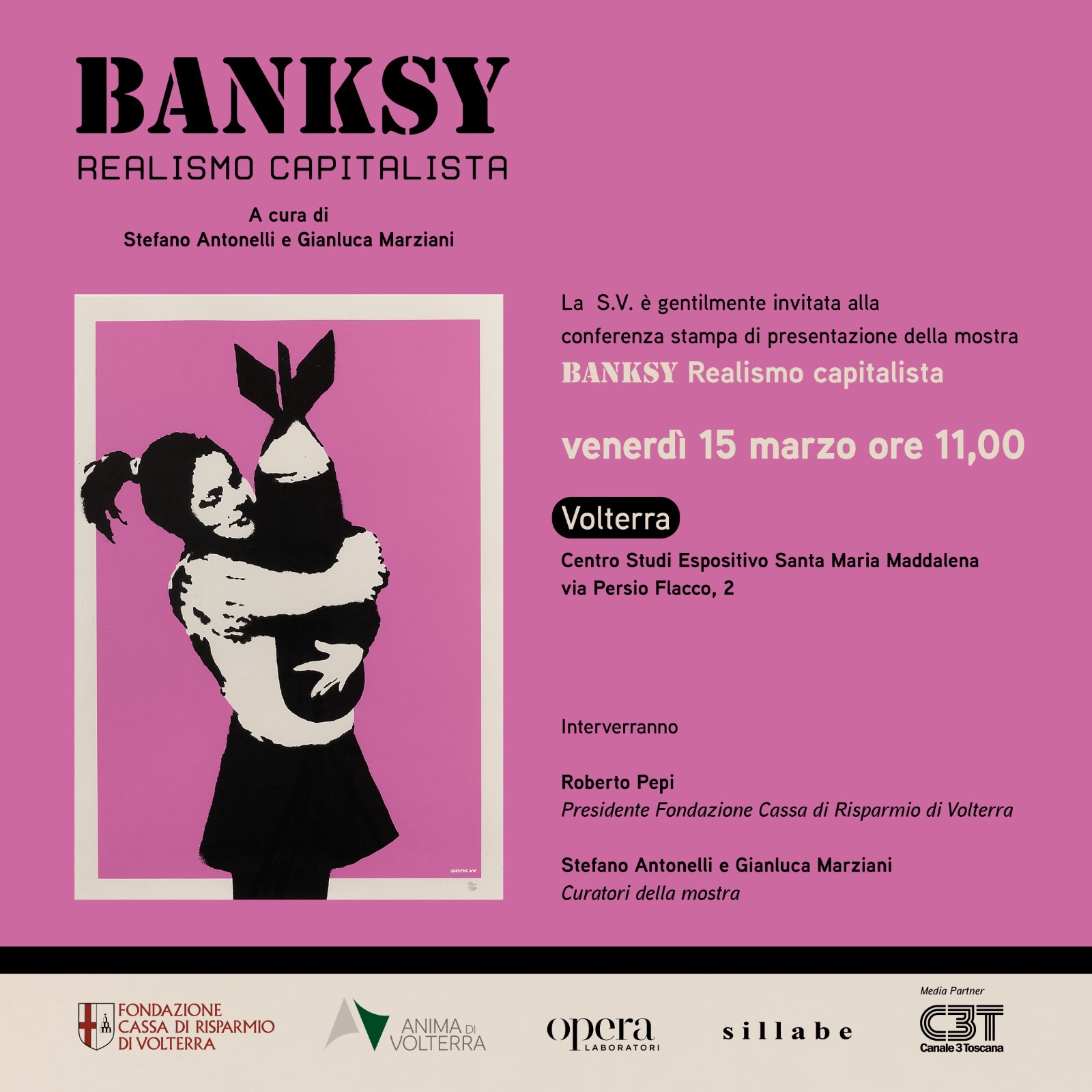 Alla Fondazione Cassa di Risparmio di Volterra sarà esposta la mostra dell’ esponente mondiale della street art Bansky