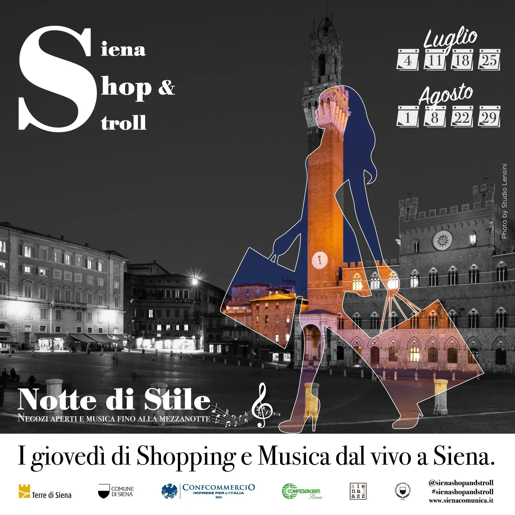 Siena Shop&Stroll, l’11 luglio si parte. Shopping e musica per i mesi di luglio e agosto