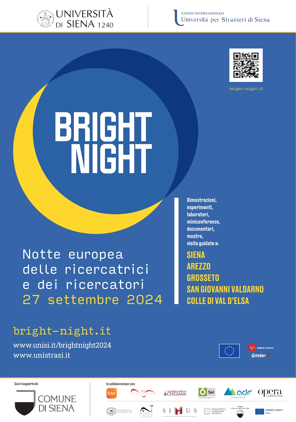 Università per Stranieri di Siena, ecco le attività per la Bright Night 2024