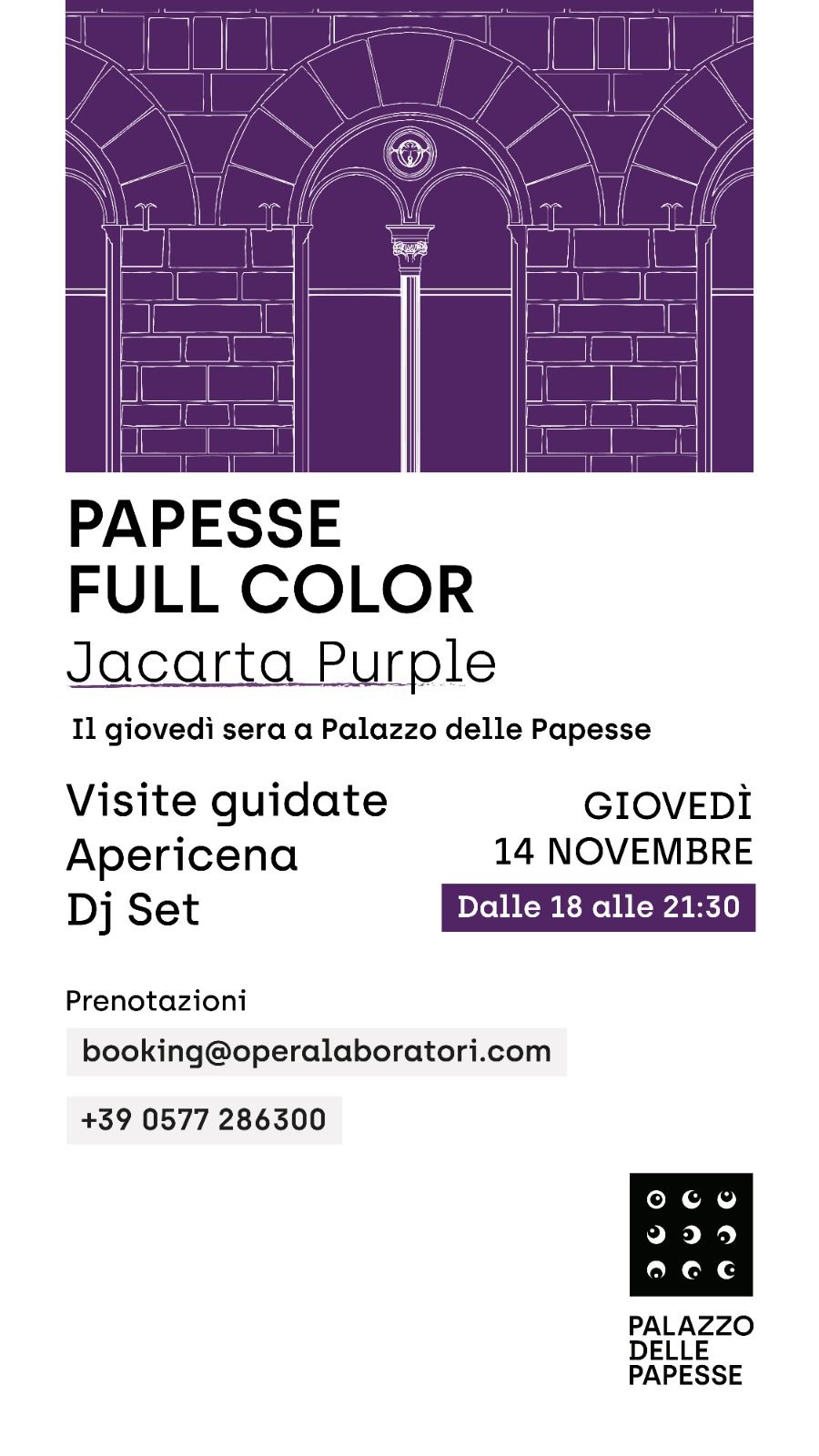 Papesse full color, Jacarta Purple: il giovedì sera al Palazzo delle Papesse