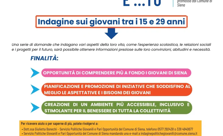 “Oggi, domani e…tu”: in partenza l’indagine per conoscere la condizione giovanile a Siena