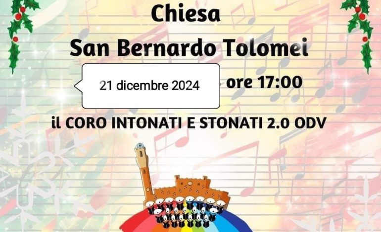 Auguri di Natale con il coro “Intonati e Stonati 2.0”. Il 21 dicembre concerto di beneficenza nella Chiesa di San Bernardo Tolomei