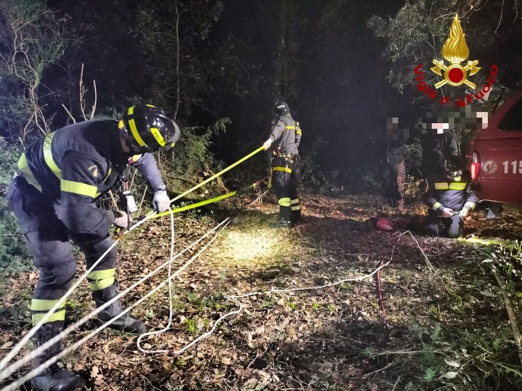 Asciano: Vigili del Fuoco SAF in azione per salvare un cane precipitato da 10 metri