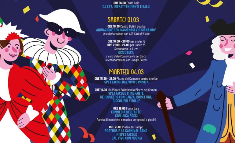 Carnevale a Siena: “Mi ci gioco la maschera”, tre giorni tra Musica, Teatro e Animazione