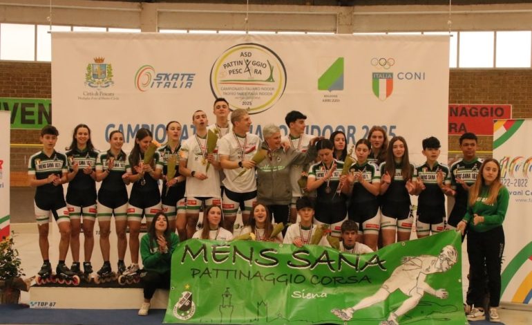 Mens Sana Pattinaggio Corsa: una valanga biancoverde conquista il titolo italiano indoor