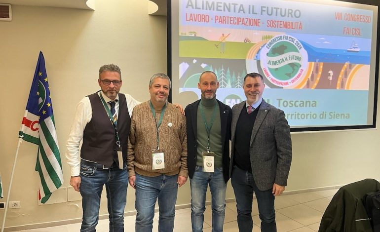 Gabriele Coppi riconfermato alla guida della Fai Cisl Siena, categoria agroalimentare del sindacato