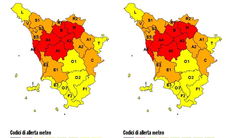 Maltempo, allerta rossa a Firenze, Prato, Pistoia e Pisa. Siena per ora interessata marginalmente