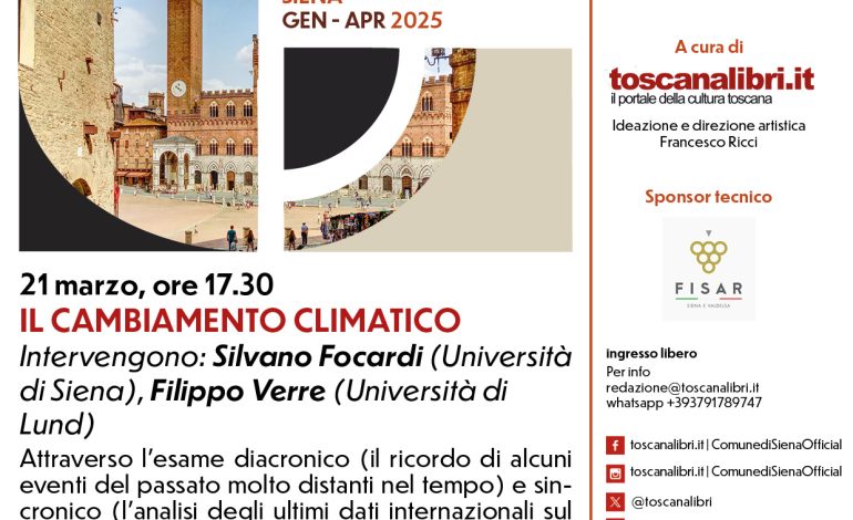 I Venerdì di Siena. Nuovo appuntamento dedicato al cambiamento climatico