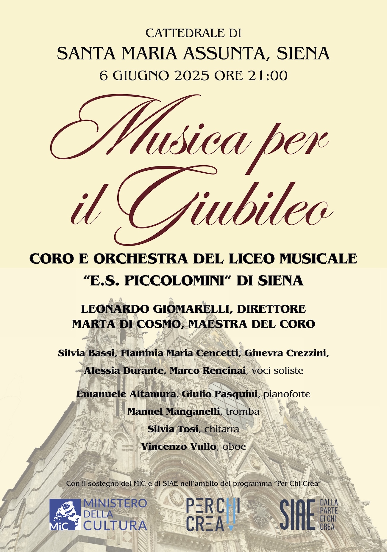 Il 6 giugno il Duomo ospita l’evento musicale del Liceo Piccolomini di Siena